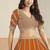 Orange Faux Georgette Semi Stitched Lehenga Choli with Sequence Work