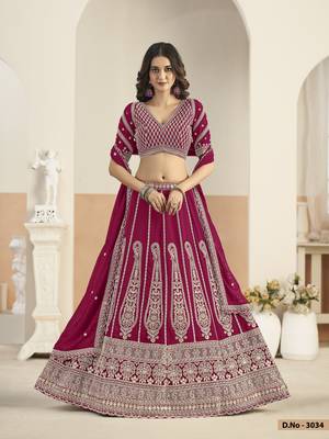Rani Pink Faux Georgette Lehenga Choli with sequin Work 1