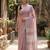 Dusty rose linen saree with silver striped pallu