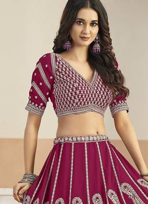 Rani Pink Faux Georgette Lehenga Choli with sequin Work 2