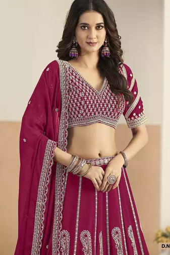 Rani Pink Faux Georgette Lehenga Choli with sequin Work
