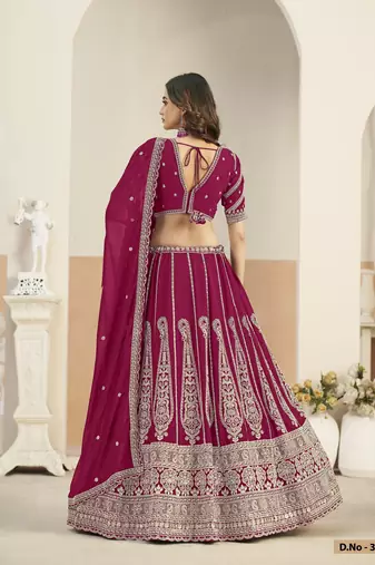 Rani Pink Faux Georgette Lehenga Choli with sequin Work