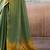 Green silk blend saree with golden border