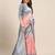 Elegant peach and silver grey silk blend saree
