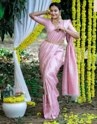 Beautiful blush pink silk blend saree 1