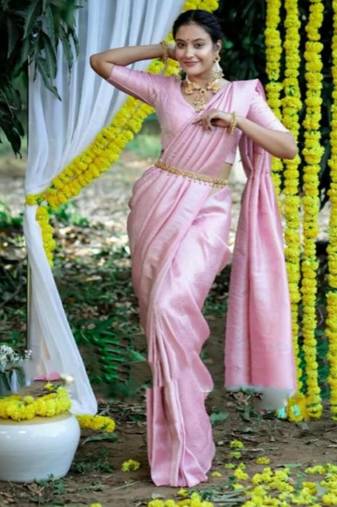 Beautiful blush pink silk blend saree