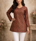 Trending floral digital print muslin silk tunic / stylish short kurti for grilish