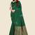 Deep forest green silk blend saree with gold zari paisley motifs