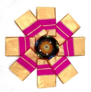 Cream off-white silk blend saree with striking pink and orange border 5