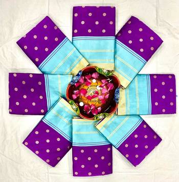 Two-tone purple and aqua blue silk blend saree 2