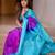 Two-tone purple and aqua blue silk blend saree