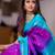 Two-tone purple and aqua blue silk blend saree
