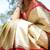 Elegant cream chevron silk blend saree with red border