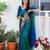 Gradient emerald green and blue silk blend saree