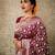 Rich burgundy silk blend saree with gold floral jaal