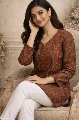  floral digital print muslin silk blend tunic