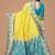 Radiant yellow silk blend saree with ornate teal border