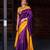 Royal purple and gold striped silk blend saree