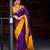 Royal purple and gold striped silk blend saree