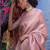 Blush pink silk blend saree with majestic gold brocade
