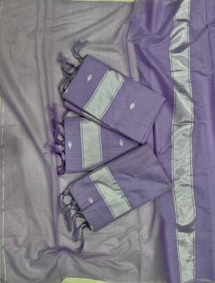 Ethereal lavender silk blend saree with delicate silver motifs 4
