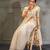 Classic off-white silk blend saree with golden zari border