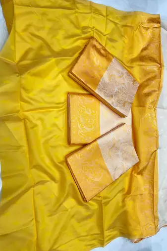 Elegant off white and golden yellow silk blend saree
