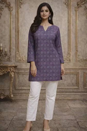 Trending floral digital print muslin silk tunic / stylish short kurti for grilish