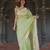 Pastel mint green silk blend saree with silver motifs