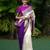 Cream silk blend saree with royal purple zari border