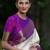 Cream silk blend saree with royal purple zari border