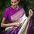 Cream silk blend saree with royal purple zari border