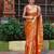 Radiant orange silk blend saree with exquisite gold brocade weave
