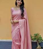 Blush pink monochromatic silk blend saree for minimalist elegance