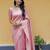 Blush pink monochromatic silk blend saree for minimalist elegance