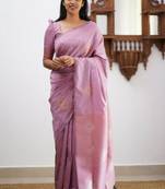 Lavender silk blend saree with subtle copper zari accents