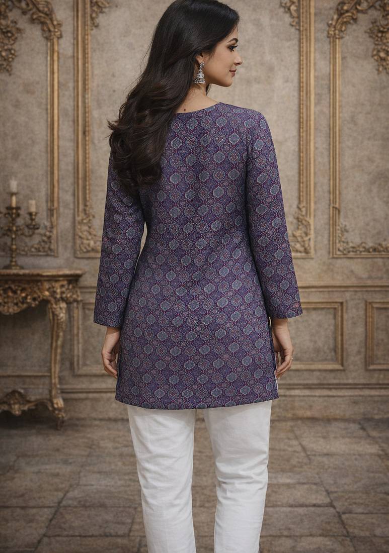 Trending floral digital print muslin silk tunic / stylish short kurti for grilish