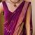 Magenta silk blend saree with classic gold zari border