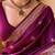 Magenta silk blend saree with classic gold zari border
