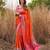 Vibrant orange silk blend saree
