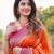 Vibrant orange silk blend saree