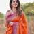 Vibrant orange silk blend saree