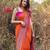 Vibrant orange silk blend saree