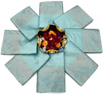 Serene sky blue silk blend saree with minimalist zari 4