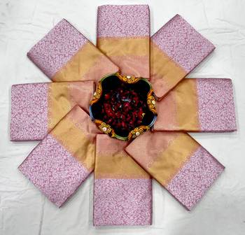 Soft rose gold and blush pink silk blend saree 2