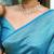 Shimmering cerulean blue silk blend saree with diamond weave