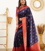 Navy blue  silk blend saree