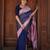 Midnight blue silk blend saree with lilac brocade border