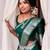 Emerald green silk blend saree with silver zari weave