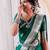 Emerald green silk blend saree with silver zari weave